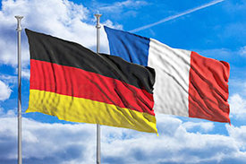 Deuscthe und Französische Flagge